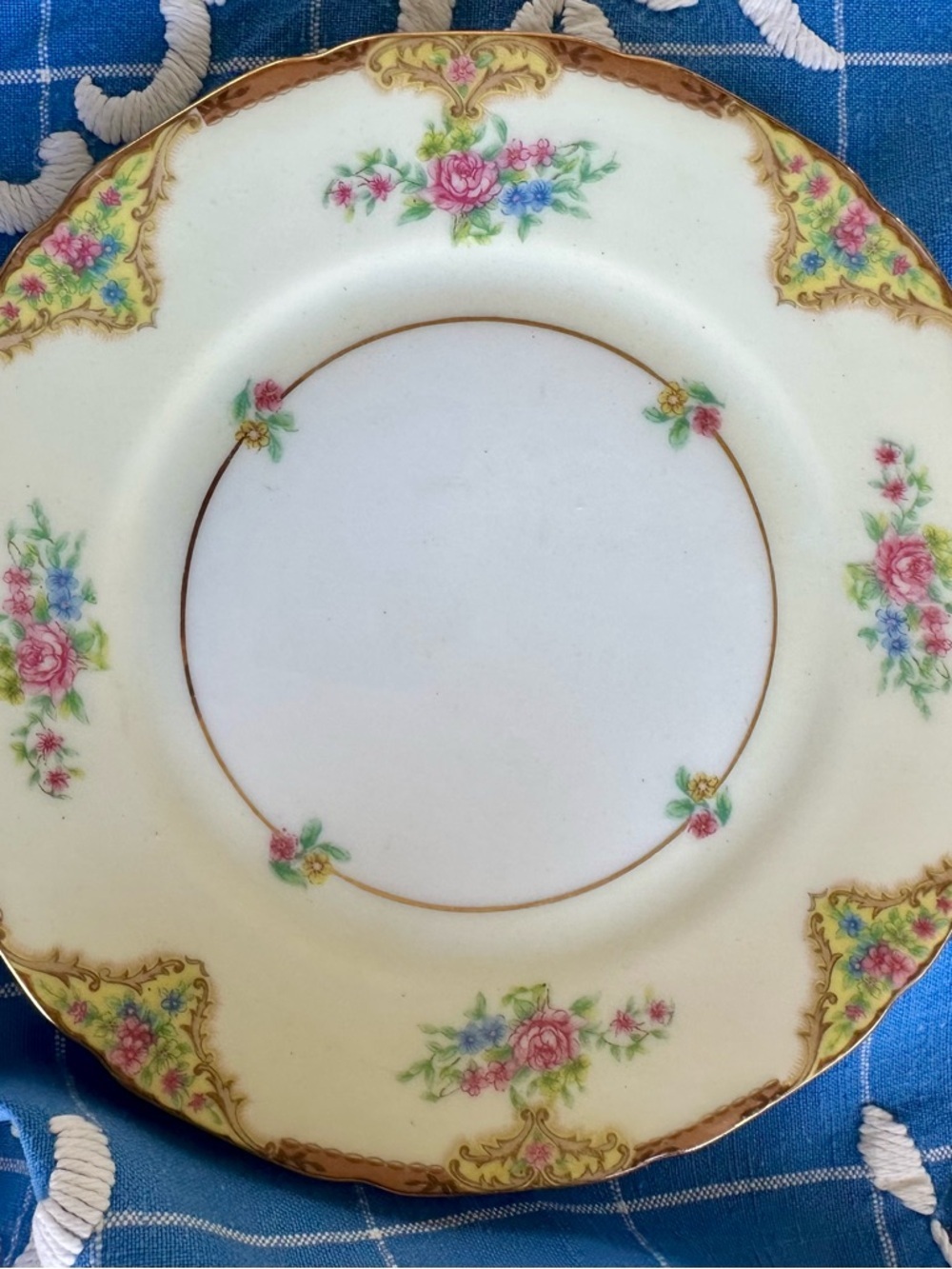 Vintage Romantic Floral Bread and Butter Plate Clarissa Pattern Gold Trim German